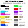 Custom Tshirt Text Color Selections