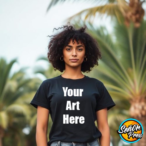 Custom black Tshirt printing - Custonm Heat press on black tshrits