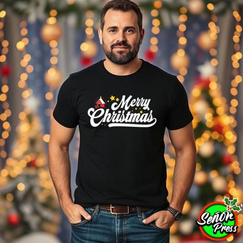 Senor Press - Merry Christmas Holiday Tshirt Print with Stars