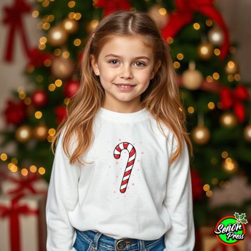 Sparkling peppermint candy cane Christmas candy print