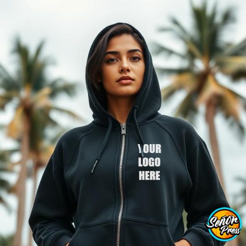 Custom black Zipper hoodies, Custom Front zipper hoodies NY NYC New York. Custom Printer press Black Zipper Hoodies