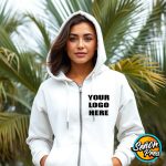 Custom Zipper Hoodie Press on White Zipper Hoodies